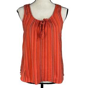 PrAna Medium Jardin Top Sleeveless Striped Stretch Tie Keyhole Lightweight Slits